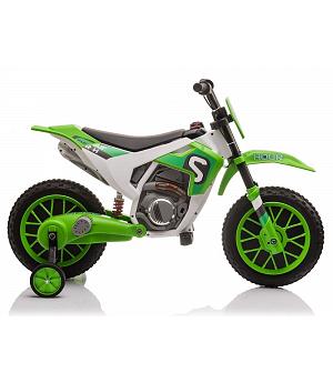 Moto bateria niños, MOTOCROSS 2 X 12V, VERDE, gas en el puño  - INDA499-LE9012-XMX616